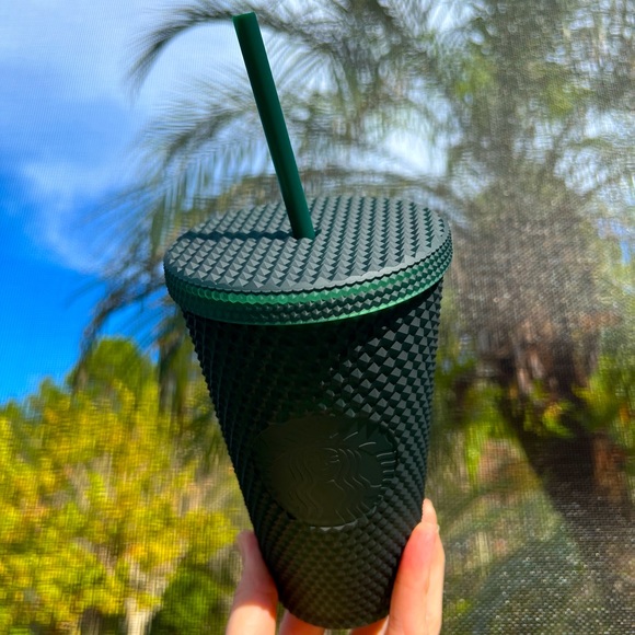 Starbucks 2022 Hunter Geeen Jelly Soft Touch Studded Grande Cold Cup Tumbler - Picture 3 of 3
